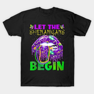 Let The Shenanigans Begin Mardi Gras Lips Kids Men T-Shirt